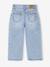 Embroidered Wide Leg Jeans with Fancy Motifs for Girls light blue 