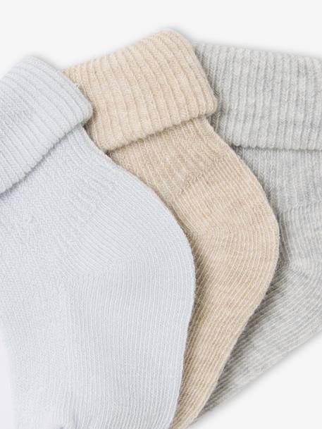 Pack of 3 pairs of plain baby socks marl grey 
