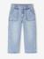 Embroidered Wide Leg Jeans with Fancy Motifs for Girls light blue 