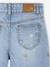 Embroidered Wide Leg Jeans with Fancy Motifs for Girls light blue 