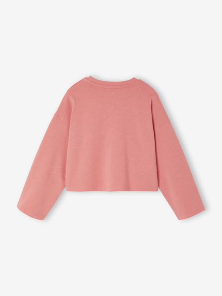 Cropped Sequin Slogan T-Shirt for Girls rose 