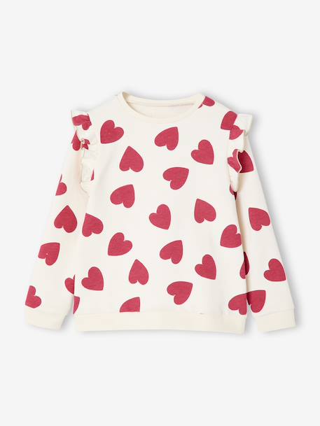 Sweatshirt with Ruffles & Message for Girls grey green+ink blue+vanilla 
