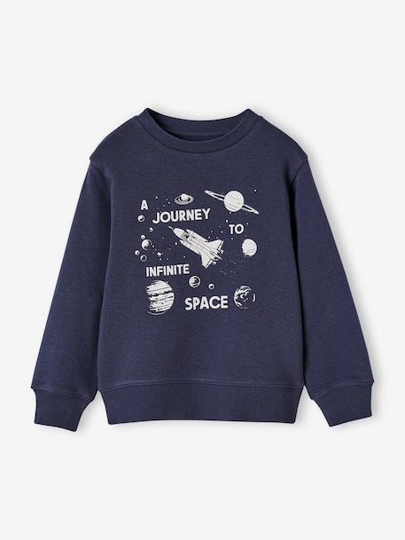Round-Neck Sweatshirt with Print, for Boys khaki+night blue 