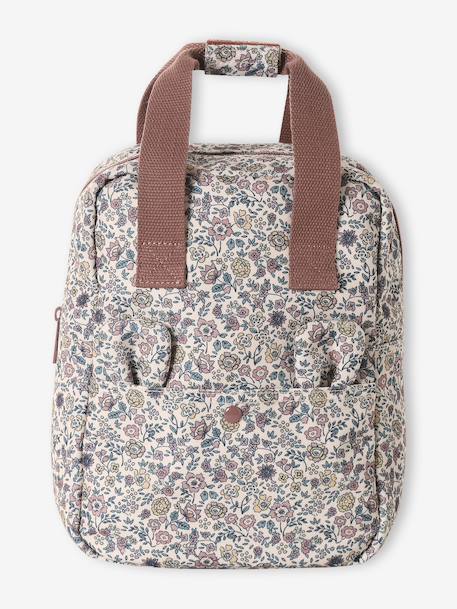 Girls' rucksack with flower print printed pink 