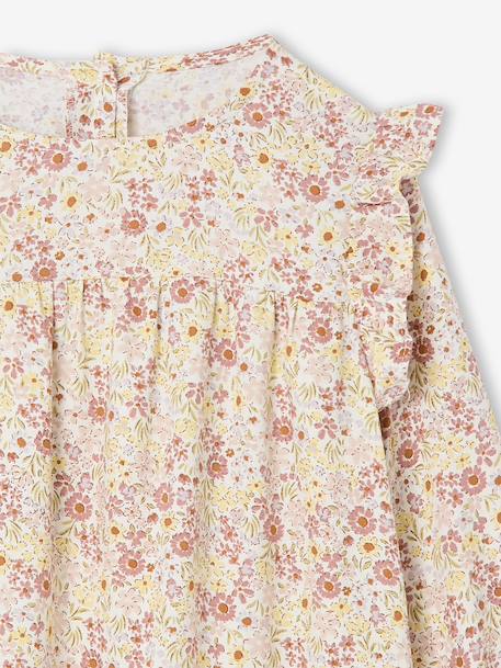 Printed Frilly Dress for Girls navy blue+sage green+vanilla 