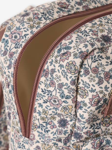 Girls' rucksack with flower print printed pink 