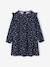 Printed Frilly Dress for Girls navy blue+sage green+vanilla 