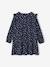Printed Frilly Dress for Girls navy blue+sage green+vanilla 