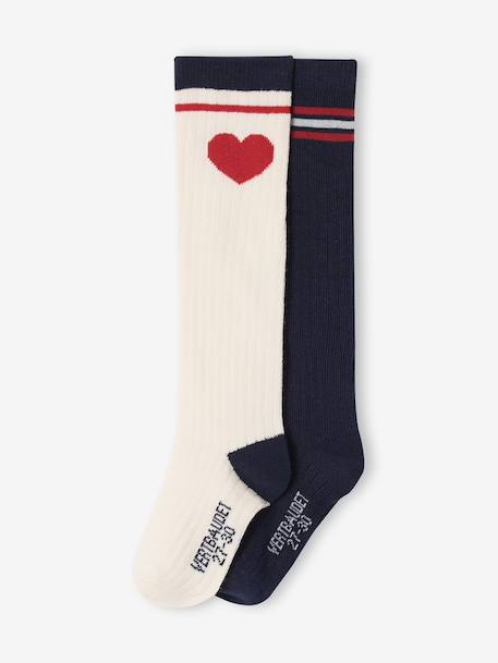Pack of 2 Pairs of Knee-High Socks for Girls ecru 