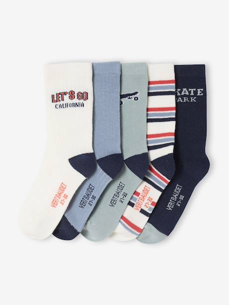 Pack of 5 pairs of 'Skate' socks for boys ecru 