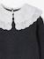 Soft Knit Jumper with Embroidered Double Collar, for Girls anthracite+rose 