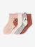 Pack of 4 girls' ankle socks with animal pattern old rose 