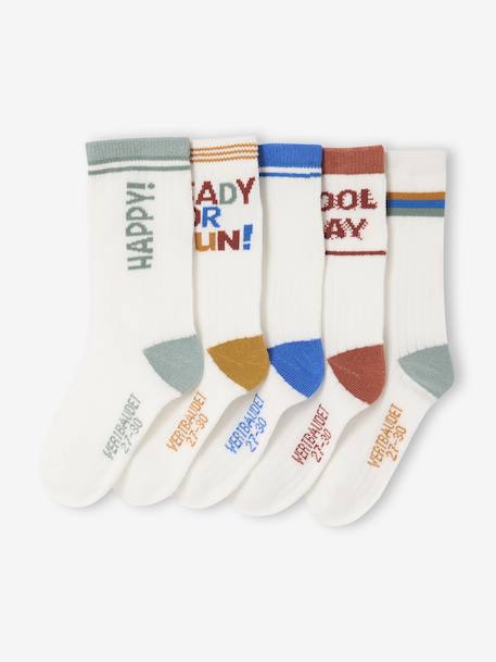 Pack of 5 pairs of 'Cool' socks for boys ecru 
