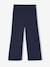 Girls' wide leggings lined with fleece knit emerald green+navy blue 