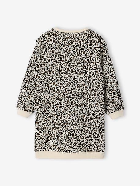 Fleece Dress with Frill for Girls ecru+emerald green+vanilla 
