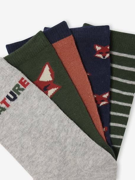 Pack of 5 pairs of 'fox' socks for boys fir green 