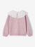 Soft Knit Jumper with Embroidered Double Collar, for Girls anthracite+rose 