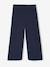 Girls' wide leggings lined with fleece knit emerald green+navy blue 