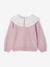 Soft Knit Jumper with Embroidered Double Collar, for Girls anthracite+rose 
