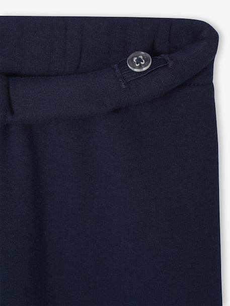 Girls' wide leggings lined with fleece knit emerald green+navy blue 