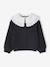 Soft Knit Jumper with Embroidered Double Collar, for Girls anthracite+rose 
