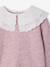 Soft Knit Jumper with Embroidered Double Collar, for Girls anthracite+rose 