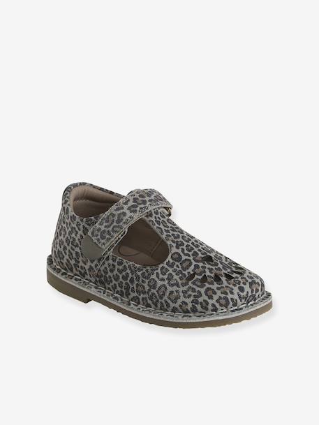 Leather Shoes for Girls, Designed for Autonomy gold+printed beige+rosy 