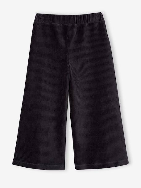 Wide Corduroy Trousers for Girls anthracite+BROWN MEDIUM SOLID+chocolate+ecru+grey blue+khaki+mauve+plum+rose 