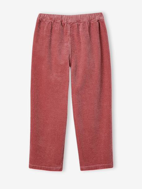 Loose-Fit Corduroy Trousers for Girls bordeaux red+chocolate+old rose 