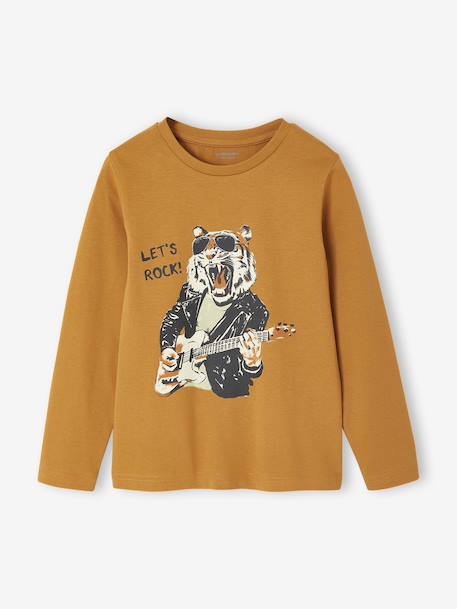 Fun Top with Sketch-Like Animal Motif for Boys anthracite+pecan nut+yellow 