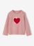 Long Sleeve T-Shirt with Heart in Relief, for Girls blush+ecru+green 