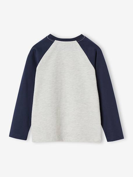 Top with Graphic Motif & Raglan Sleeves for Boys khaki+lichen+marl white+pecan nut 