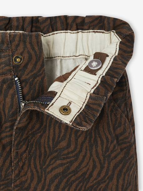 Wide-leg paperbag leopard print trousers for girls beige+chocolate+multicoloured+vanilla 