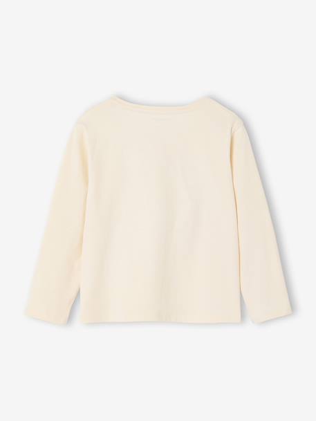 Long Sleeve T-Shirt with Heart in Relief, for Girls blush+ecru+green 