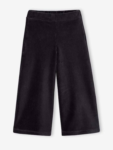 Wide Corduroy Trousers for Girls anthracite+BROWN MEDIUM SOLID+chocolate+ecru+grey blue+khaki+mauve+plum+rose 