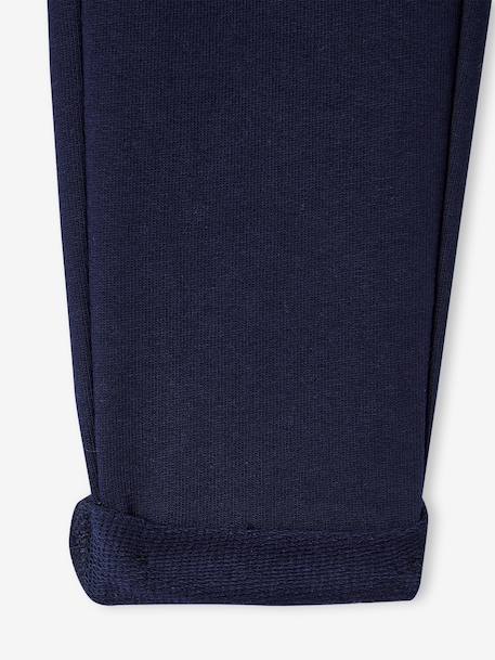 Boys' Fleece Trousers ink blue+printed black 