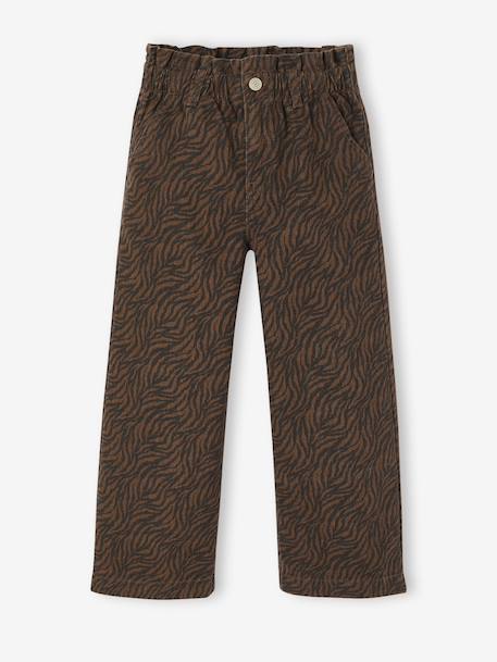 Wide-leg paperbag leopard print trousers for girls beige+chocolate+multicoloured+vanilla 