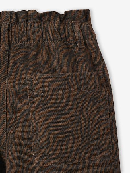 Wide-leg paperbag leopard print trousers for girls beige+chocolate+multicoloured+vanilla 