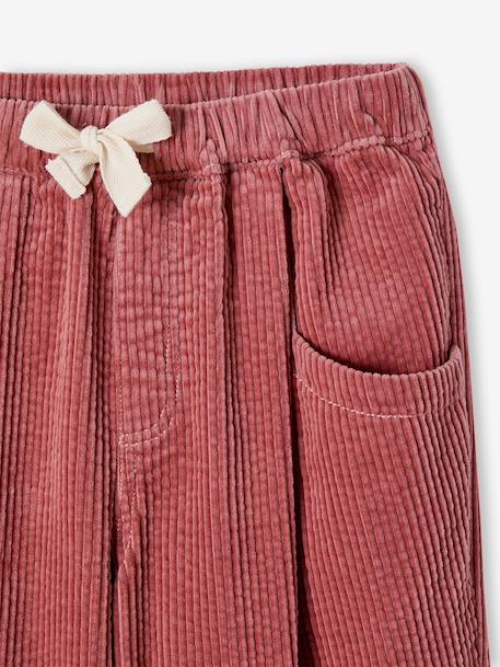 Loose-Fit Corduroy Trousers for Girls bordeaux red+chocolate+old rose 