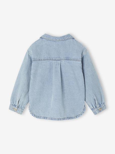 Loose Fit Denim Shirt for Girls light blue 