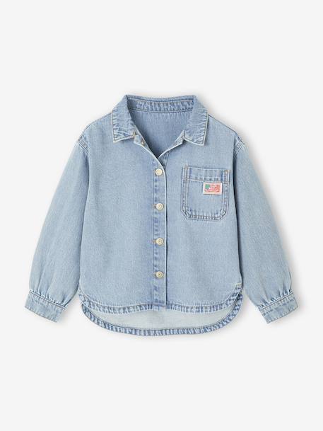 Loose Fit Denim Shirt for Girls light blue 