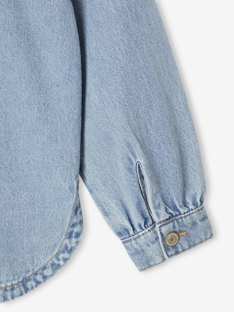 Loose Fit Denim Shirt for Girls light blue 
