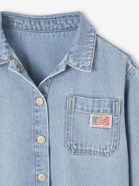 Loose Fit Denim Shirt for Girls light blue 