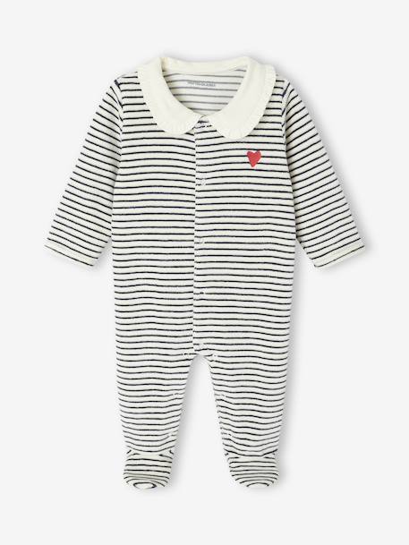 Pack of 3 Velour 'Hearts' Sleepsuits for Newborns night blue 