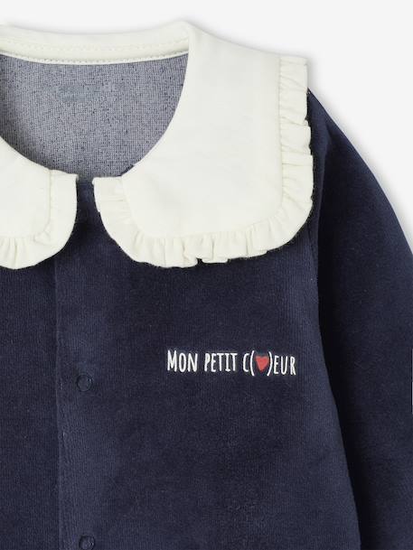 Pack of 3 Velour 'Hearts' Sleepsuits for Newborns night blue 
