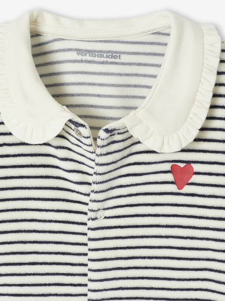 Pack of 3 Velour 'Hearts' Sleepsuits for Newborns night blue 