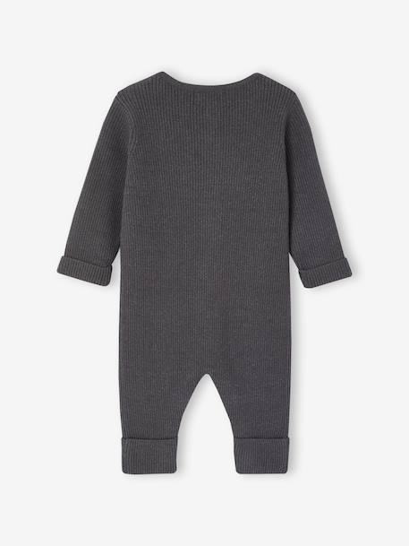 Long Sleeve Jumpsuit in Rib Knit for Babies anthracite+Beige+marl grey 