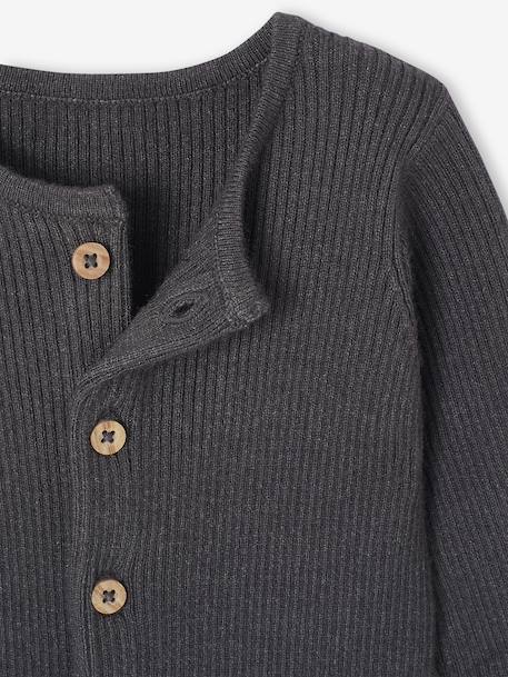 Long Sleeve Jumpsuit in Rib Knit for Babies anthracite+Beige+marl grey 