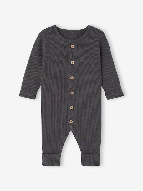 Long Sleeve Jumpsuit in Rib Knit for Babies anthracite+Beige+marl grey 
