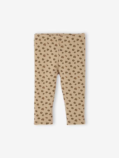 Printed Ribbed Knit Leggings for Babies sage green+taupe 